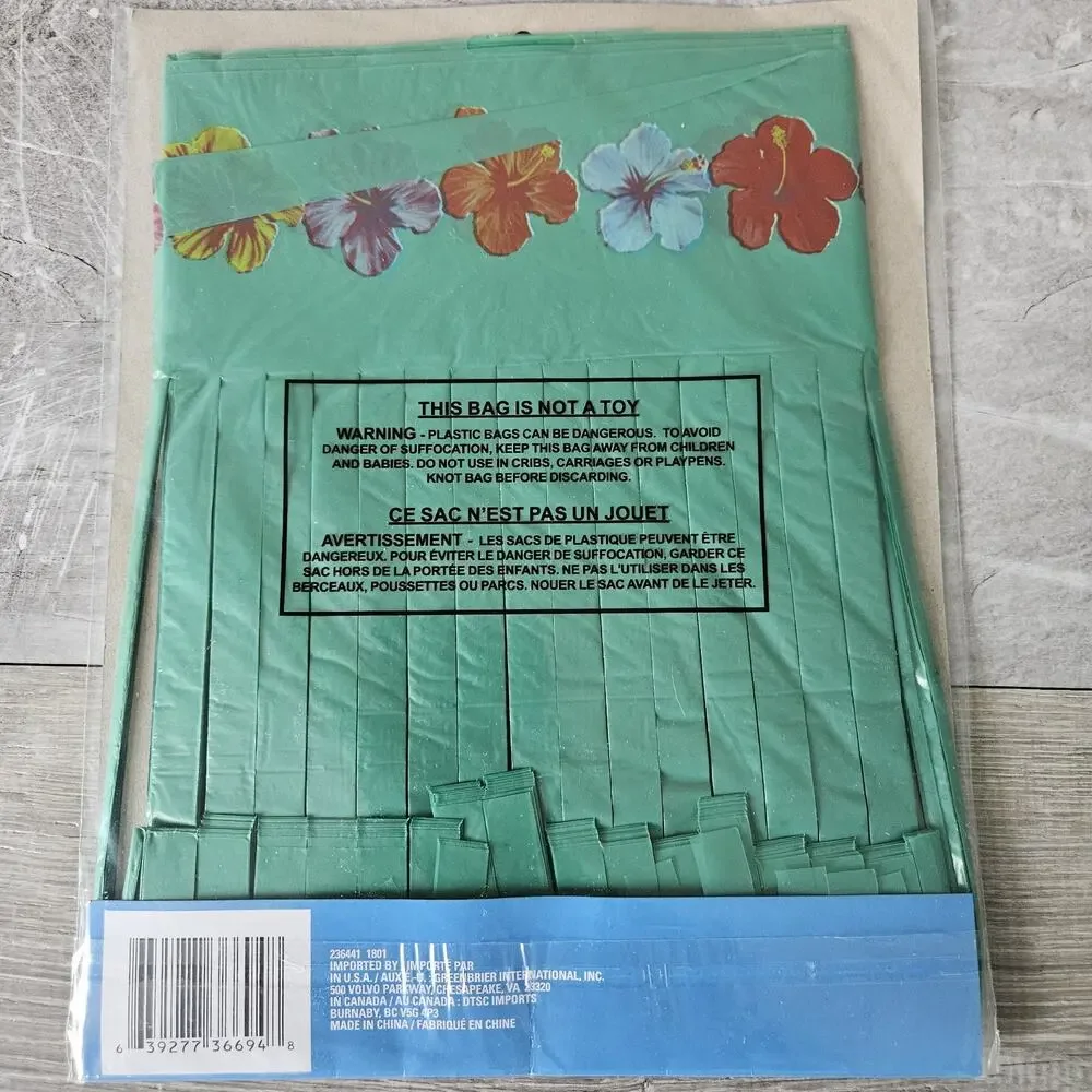 6 Pack 12X168 Inch Green Fringe Rectangle Table Skirts Tiki Beach Party Decor